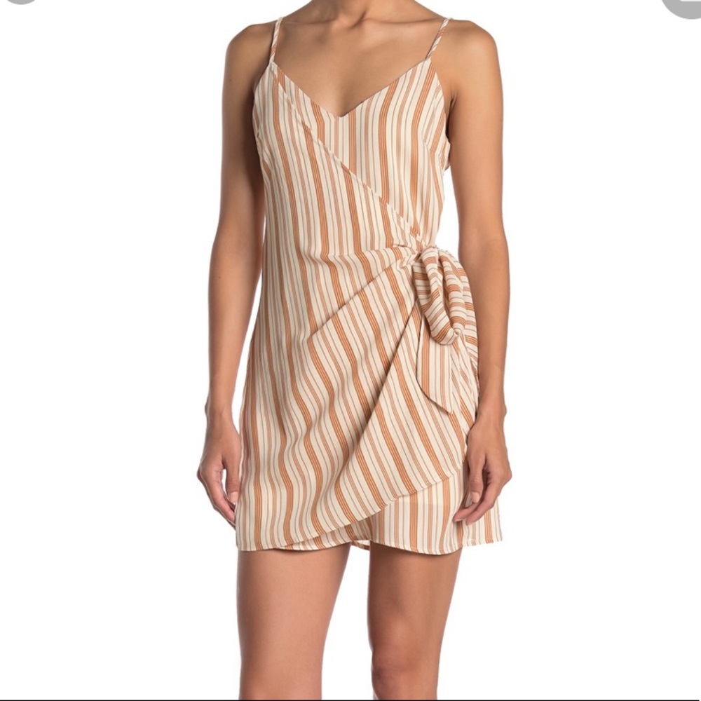 NWT Wild Honey Coral Stripe Print Tie Dress Sz M